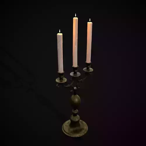 Brass Three Point Candelabra  Low-poly 3D model