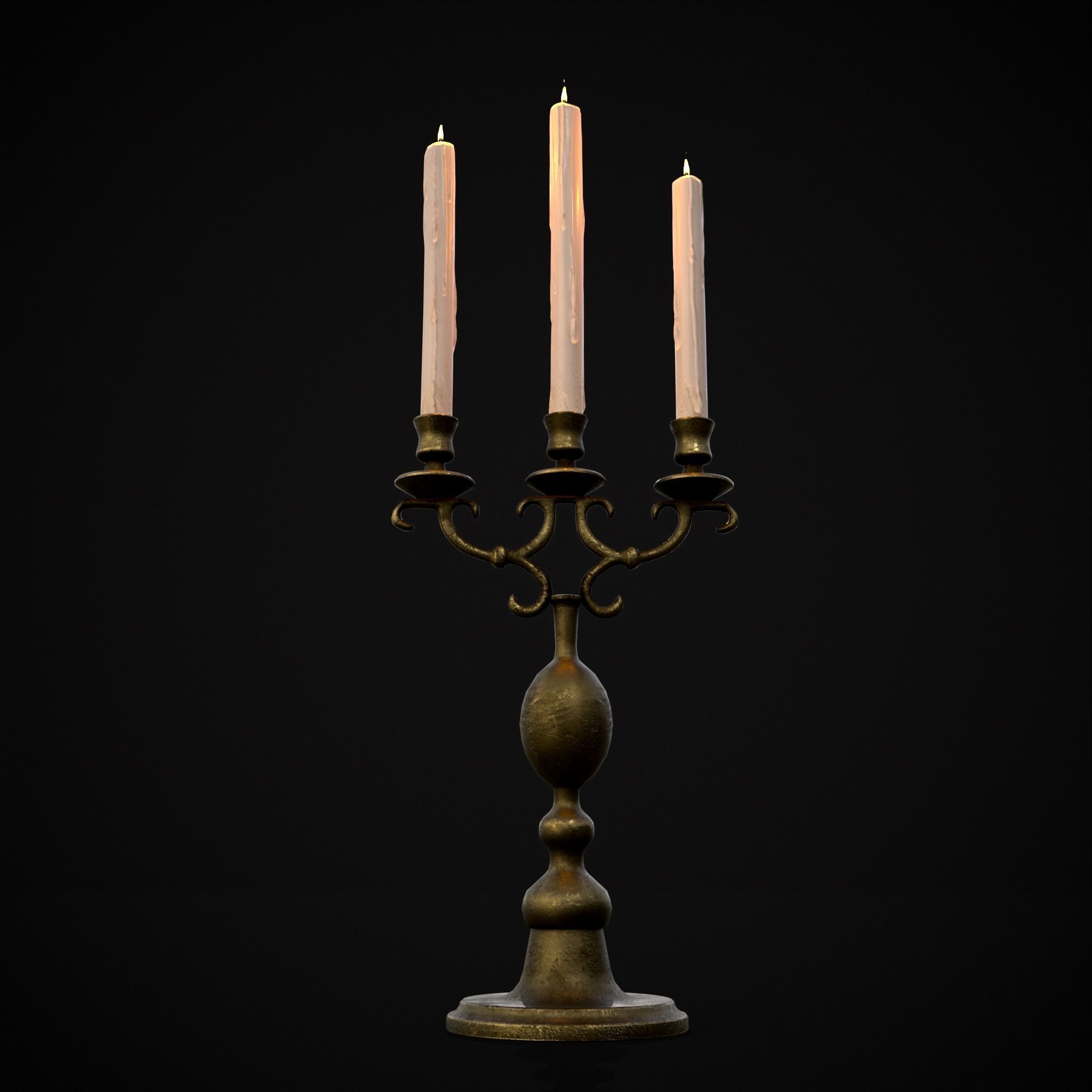 Brass Three Point Candelabra  Low-poly 3D model_23