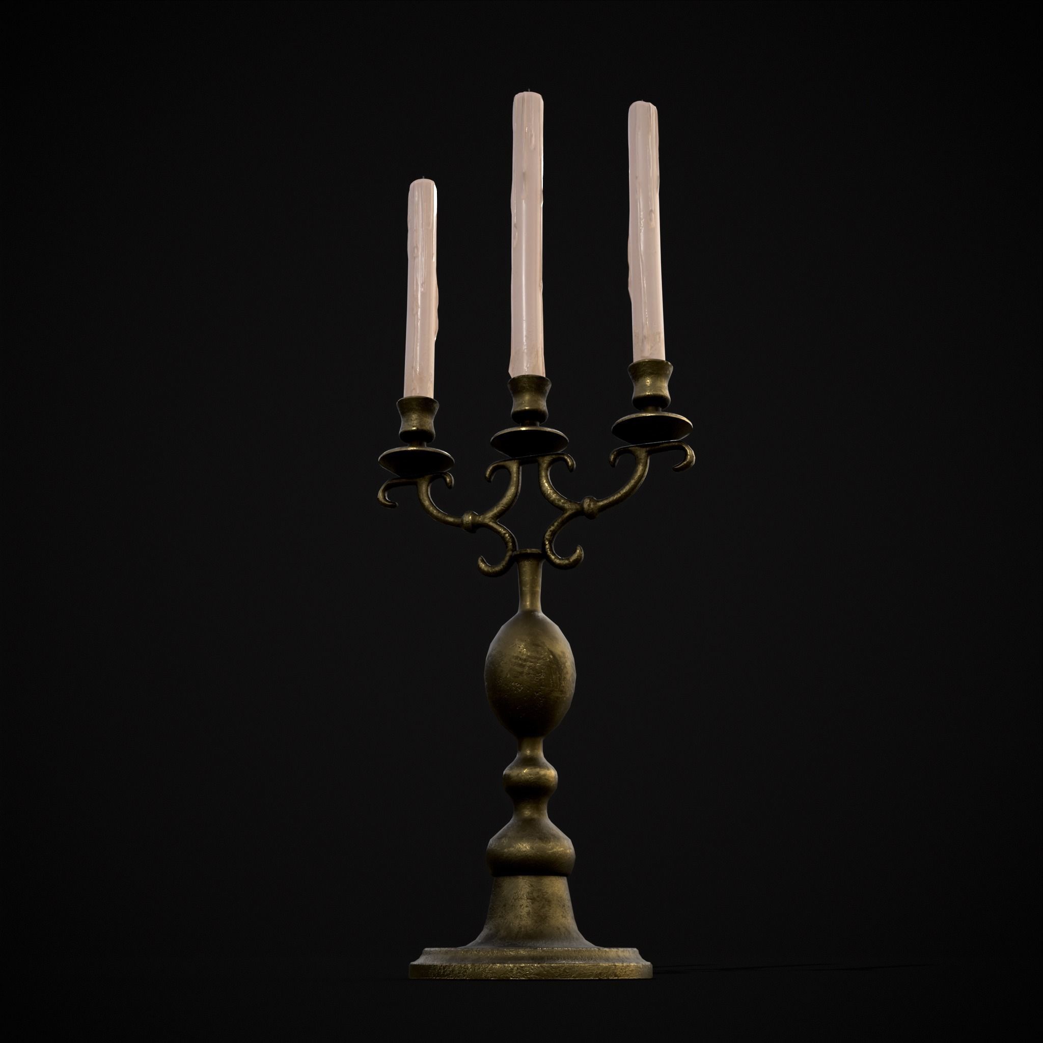 Brass Three Point Candelabra  Low-poly 3D model_15