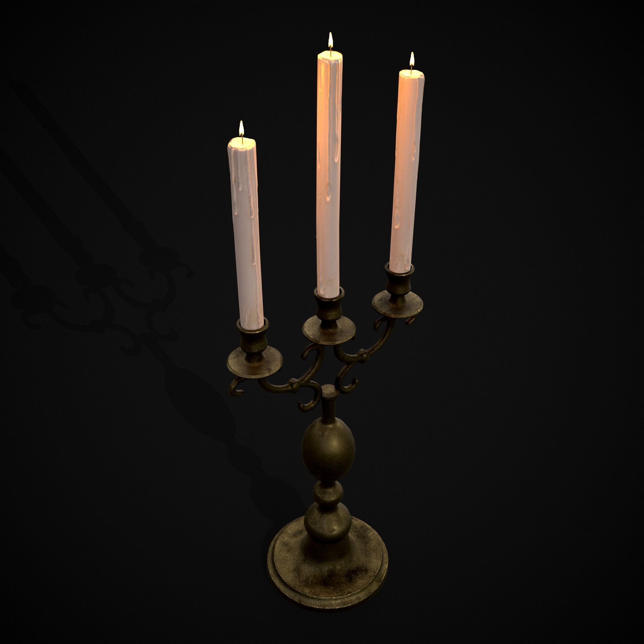 Brass Three Point Candelabra  Low-poly 3D model_21