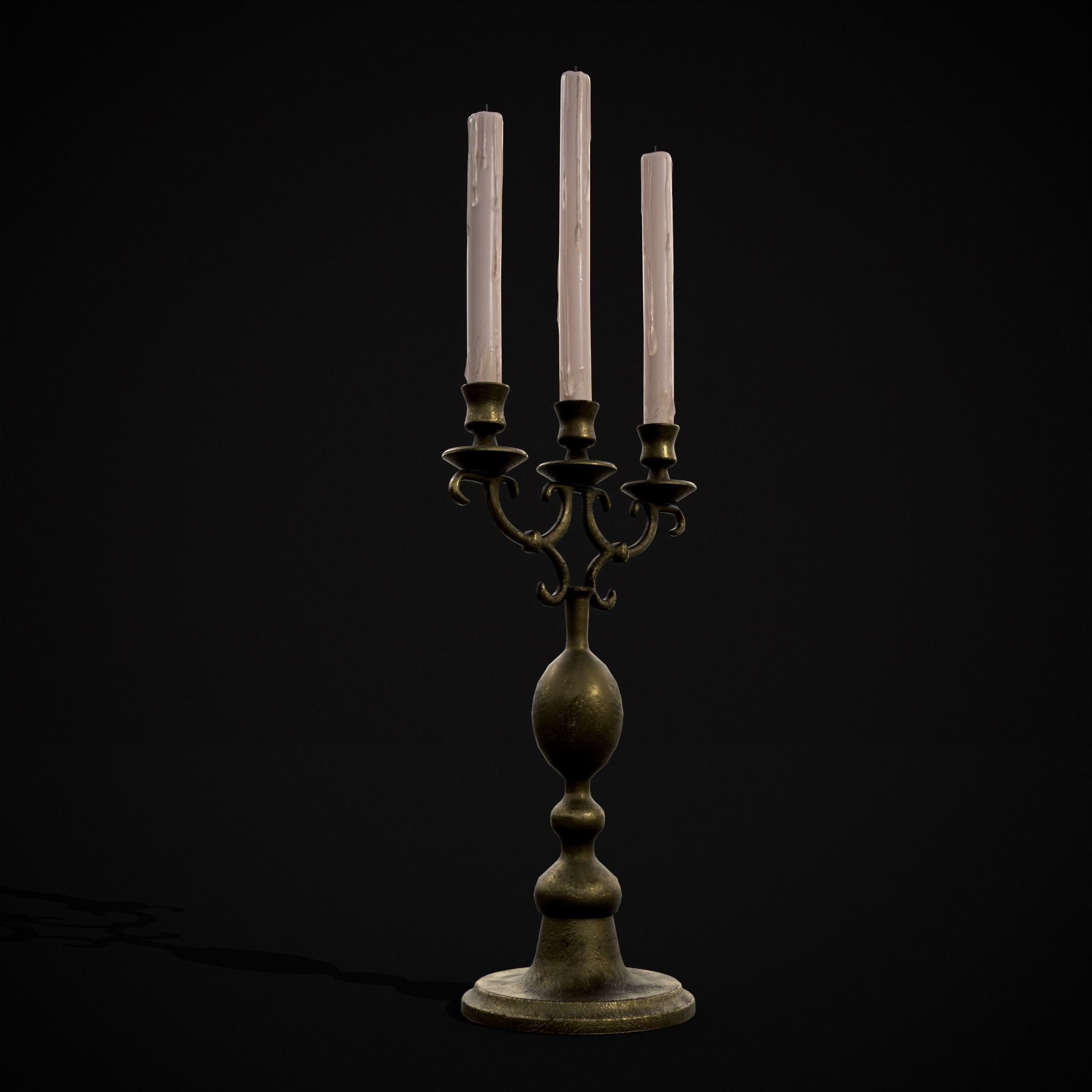 Brass Three Point Candelabra  Low-poly 3D model_13