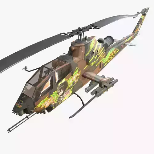 Bell AH-1S Cobra JGSDF Wakana Kisarazu Basic Animation Low-poly 3D model