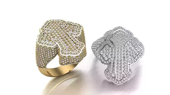 Cross Hip Hop Iced Ring 3D print model