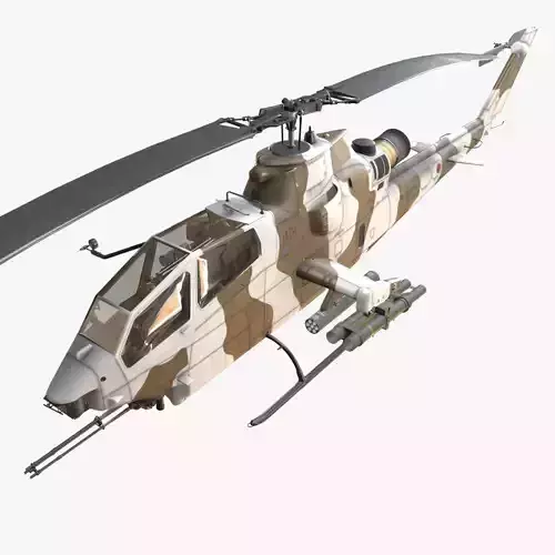 Bell AH-1S Cobra JGSDF Winter Basic Animation Low-poly 3D model