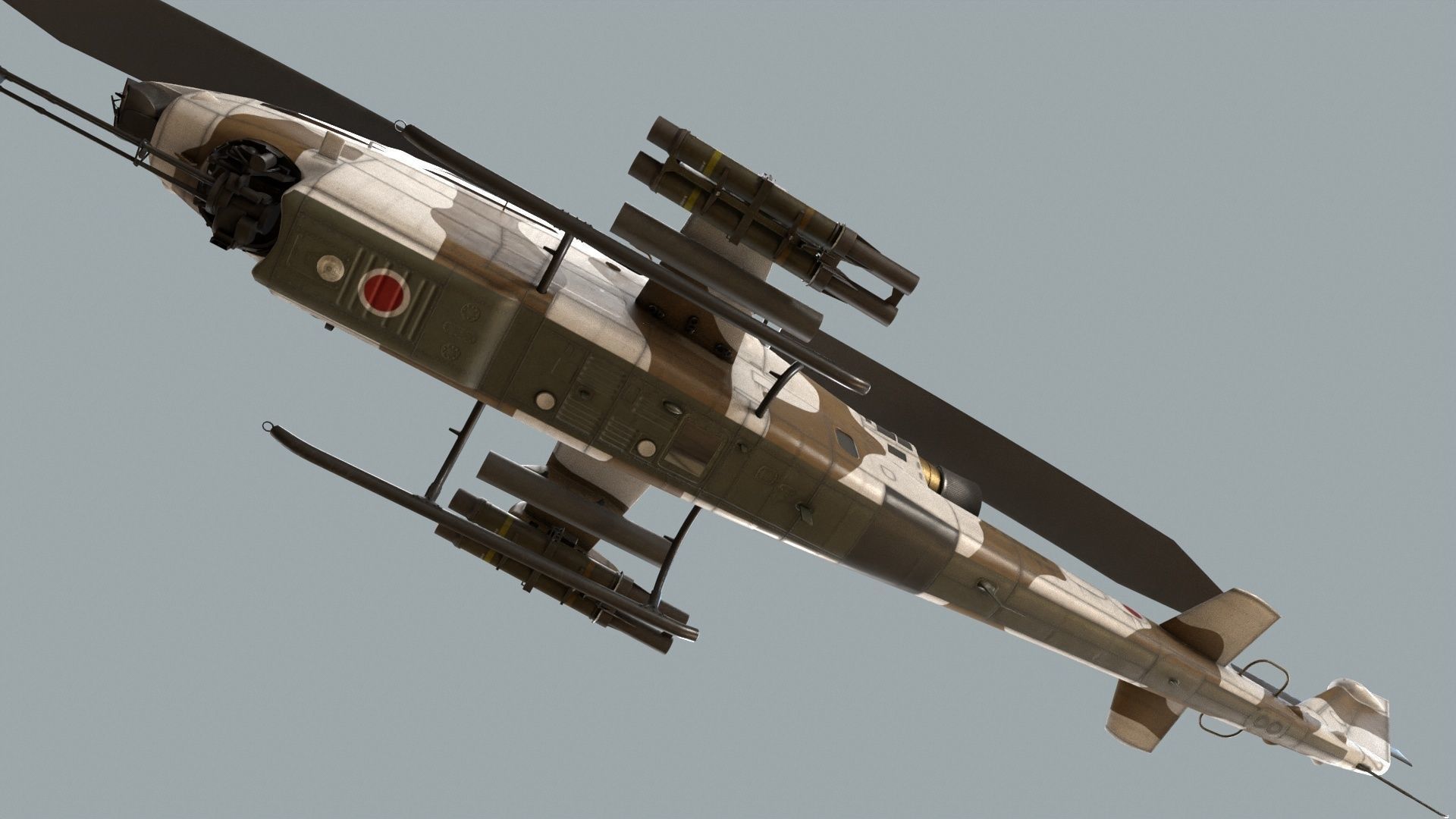 Bell AH-1S Cobra JGSDF Winter Basic Animation Low-poly 3D model_9