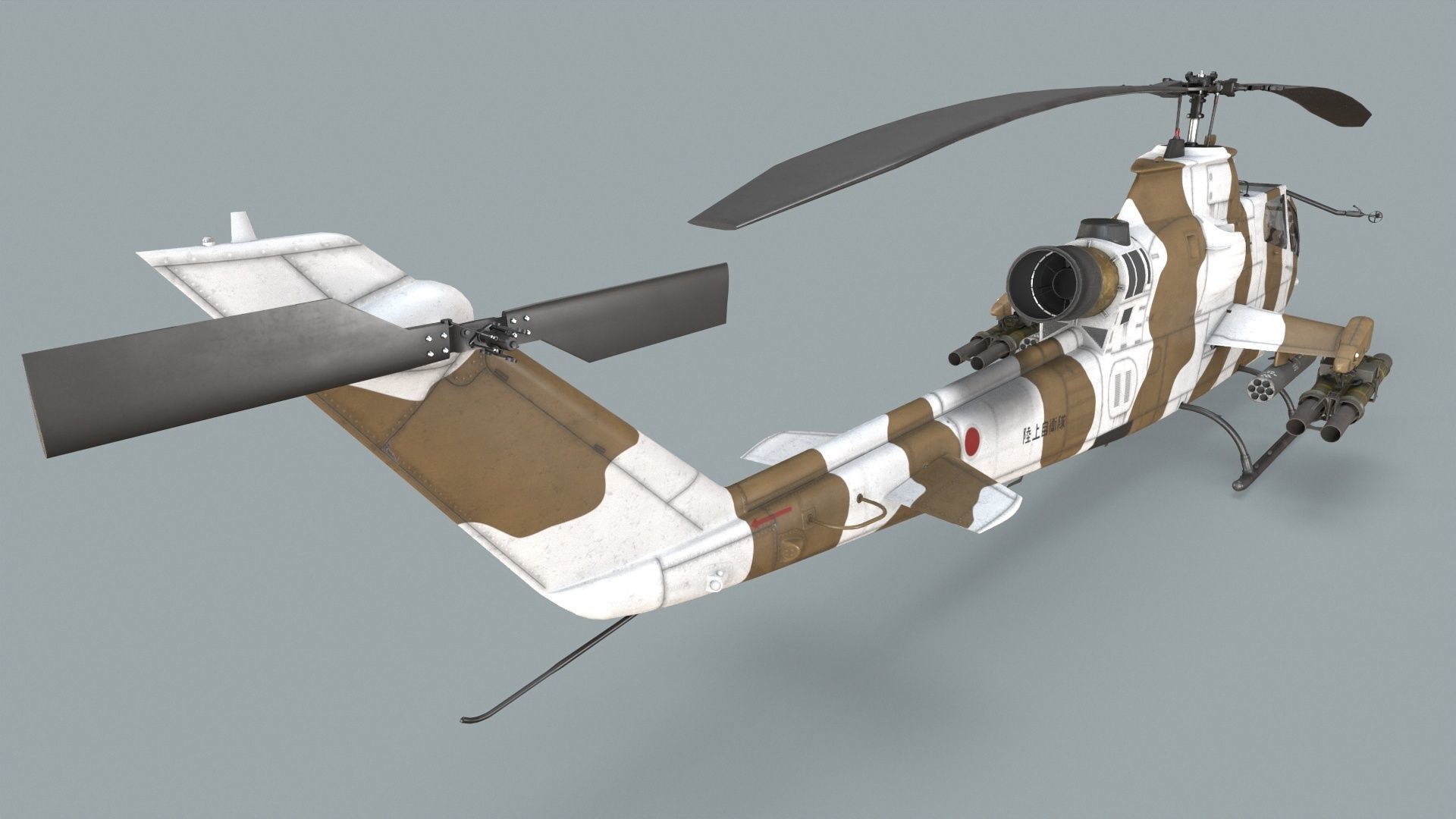 Bell AH-1S Cobra JGSDF Winter Basic Animation Low-poly 3D model_5