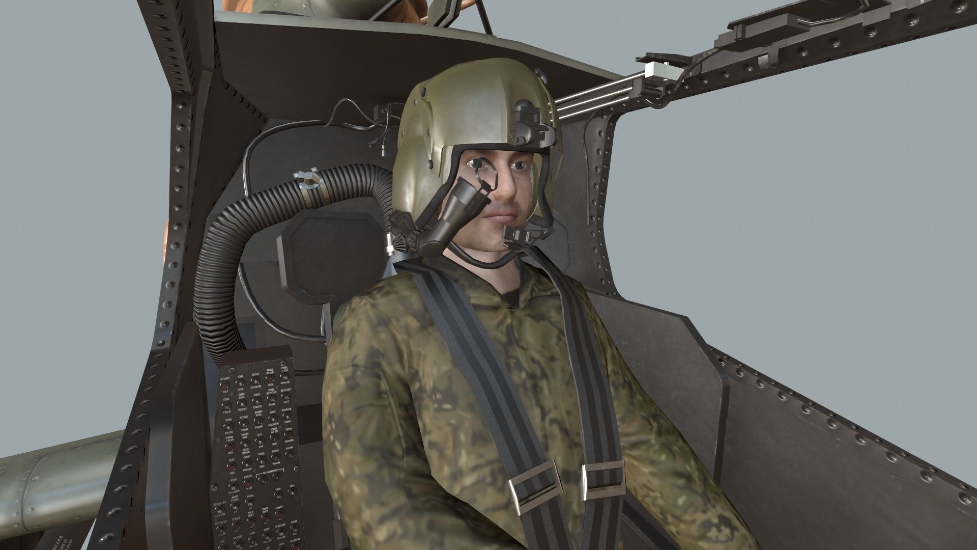 Bell AH-1S Cobra JGSDF Winter Basic Animation Low-poly 3D model_16