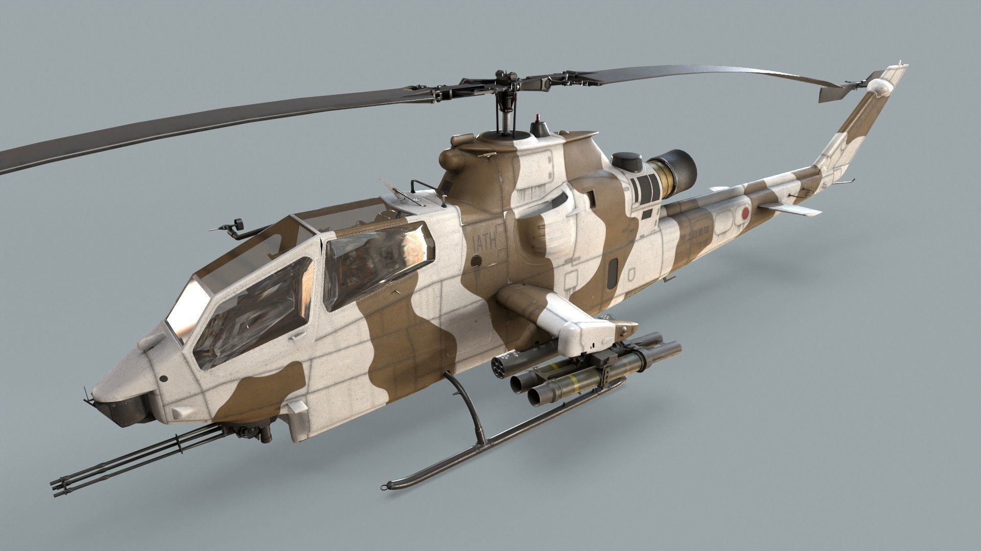 Bell AH-1S Cobra JGSDF Winter Basic Animation Low-poly 3D model_3