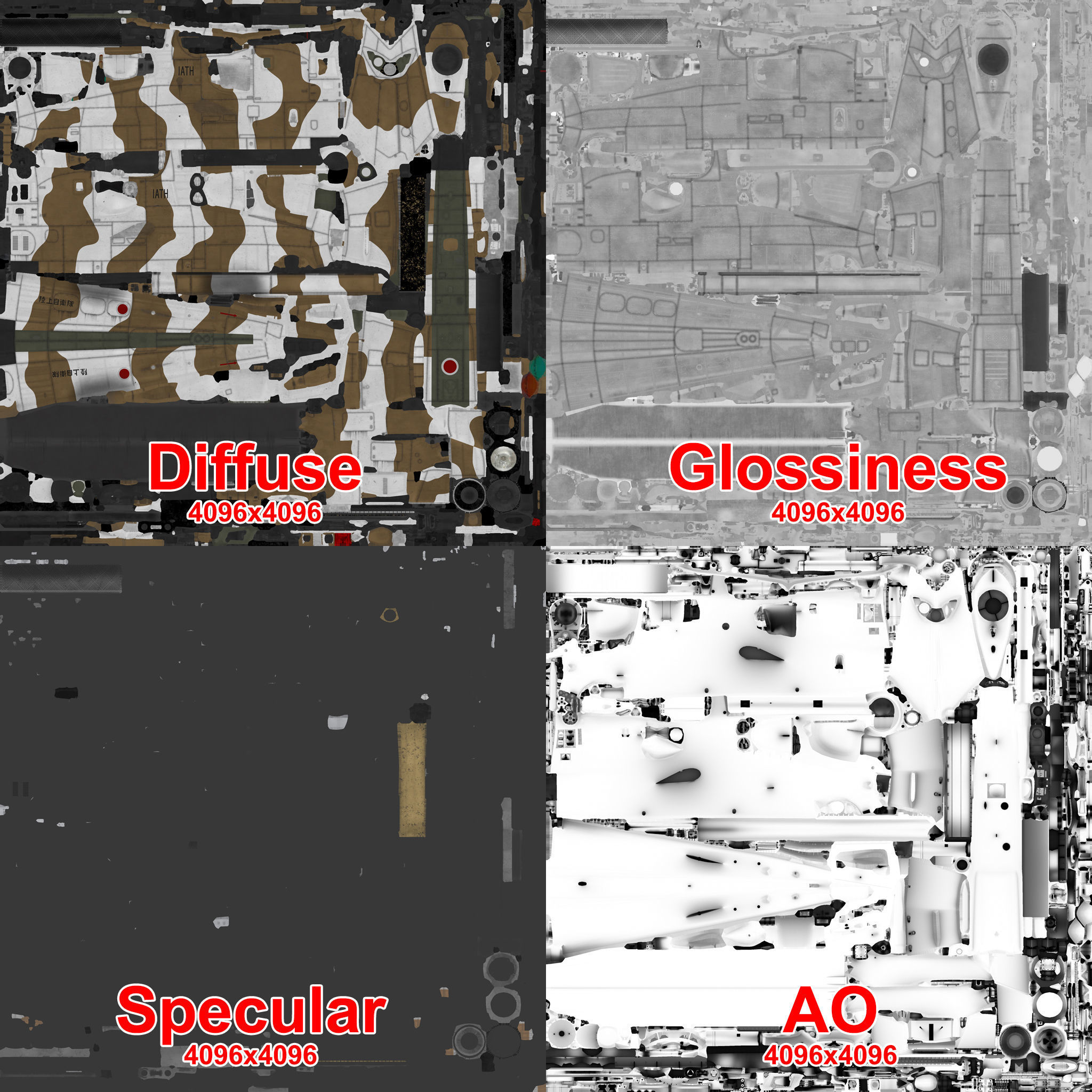 Bell AH-1S Cobra JGSDF Winter Basic Animation Low-poly 3D model_28