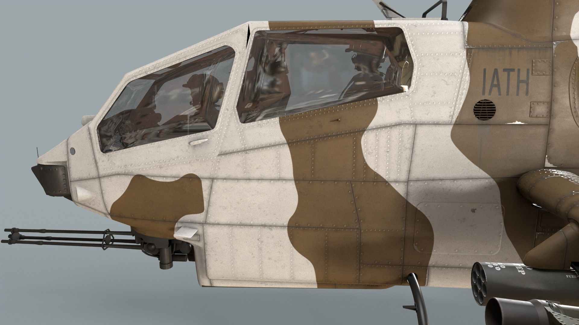 Bell AH-1S Cobra JGSDF Winter Basic Animation Low-poly 3D model_7