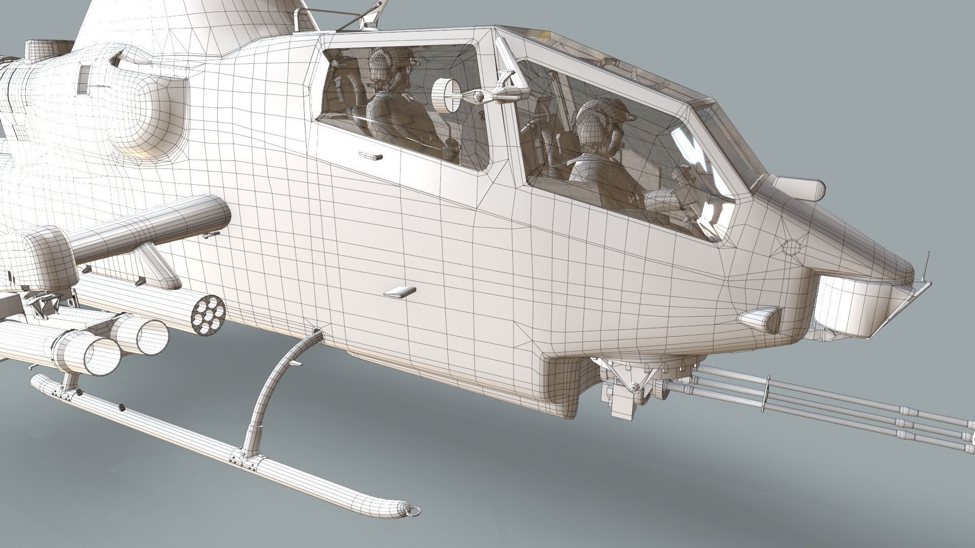 Bell AH-1S Cobra JGSDF Winter Basic Animation Low-poly 3D model_22