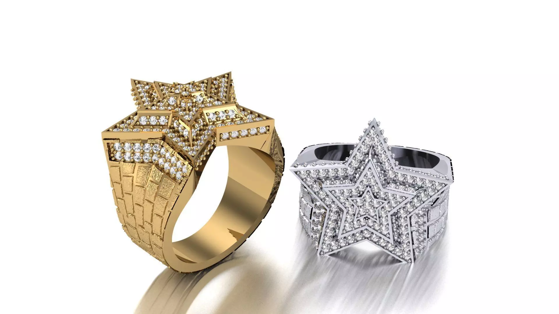 Hip Hop Star Men Ring STL 3D Model Jewelry Design 3D print model_0