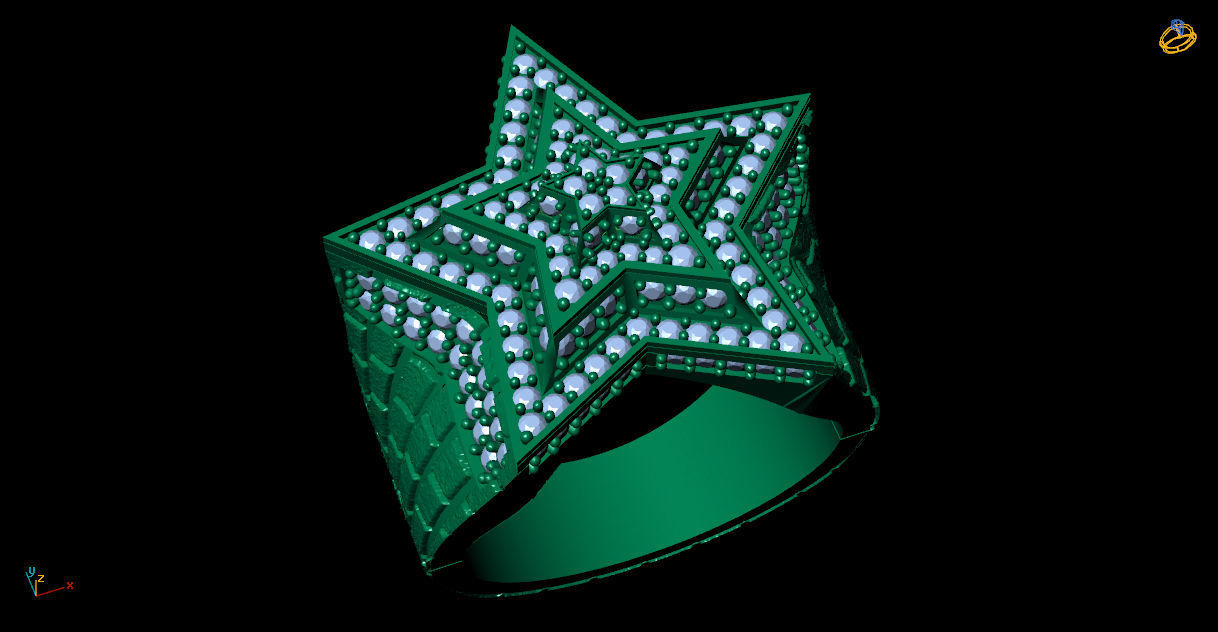 Hip Hop Star Men Ring STL 3D Model Jewelry Design 3D print model_4