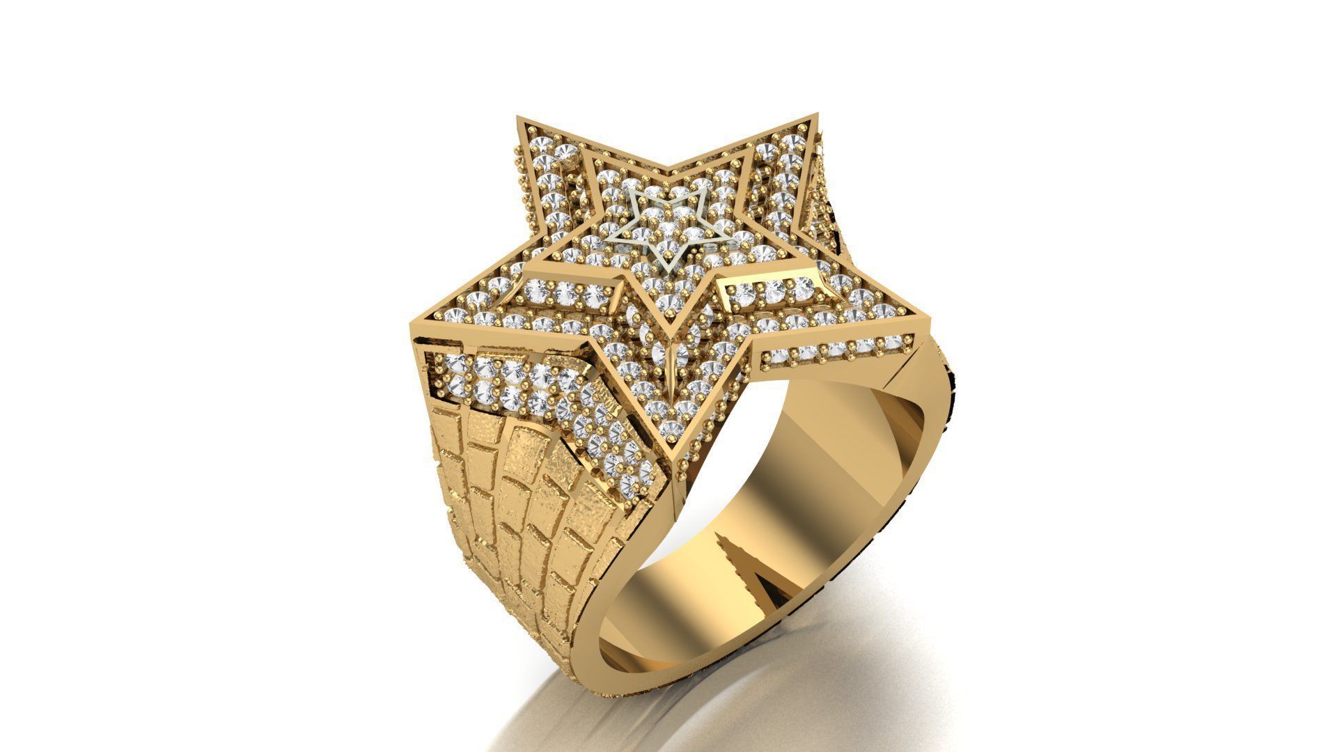 Hip Hop Star Men Ring STL 3D Model Jewelry Design 3D print model_5