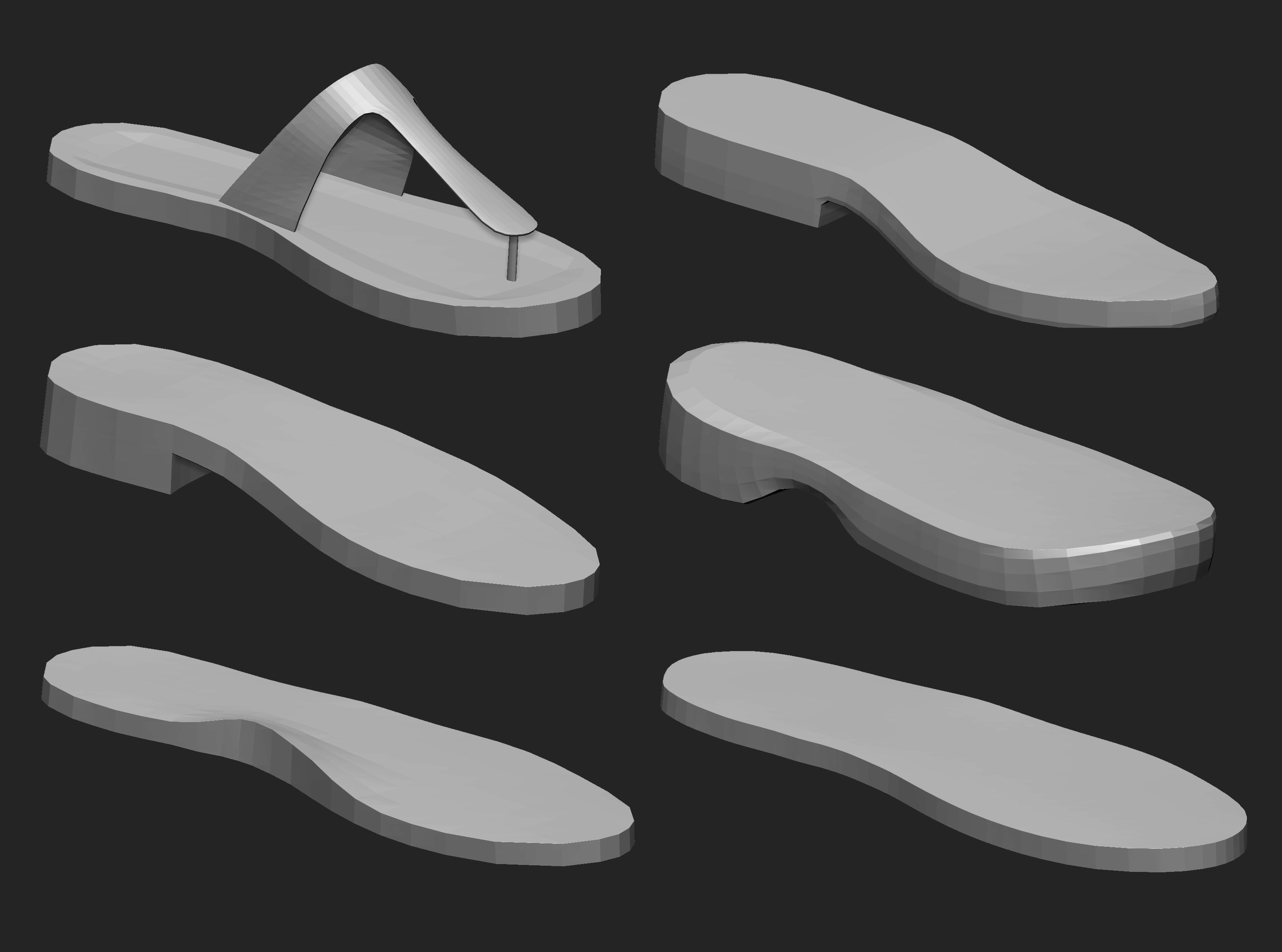 65 Low poly shoe footwear base mesh and parts IMM set 3D model_6