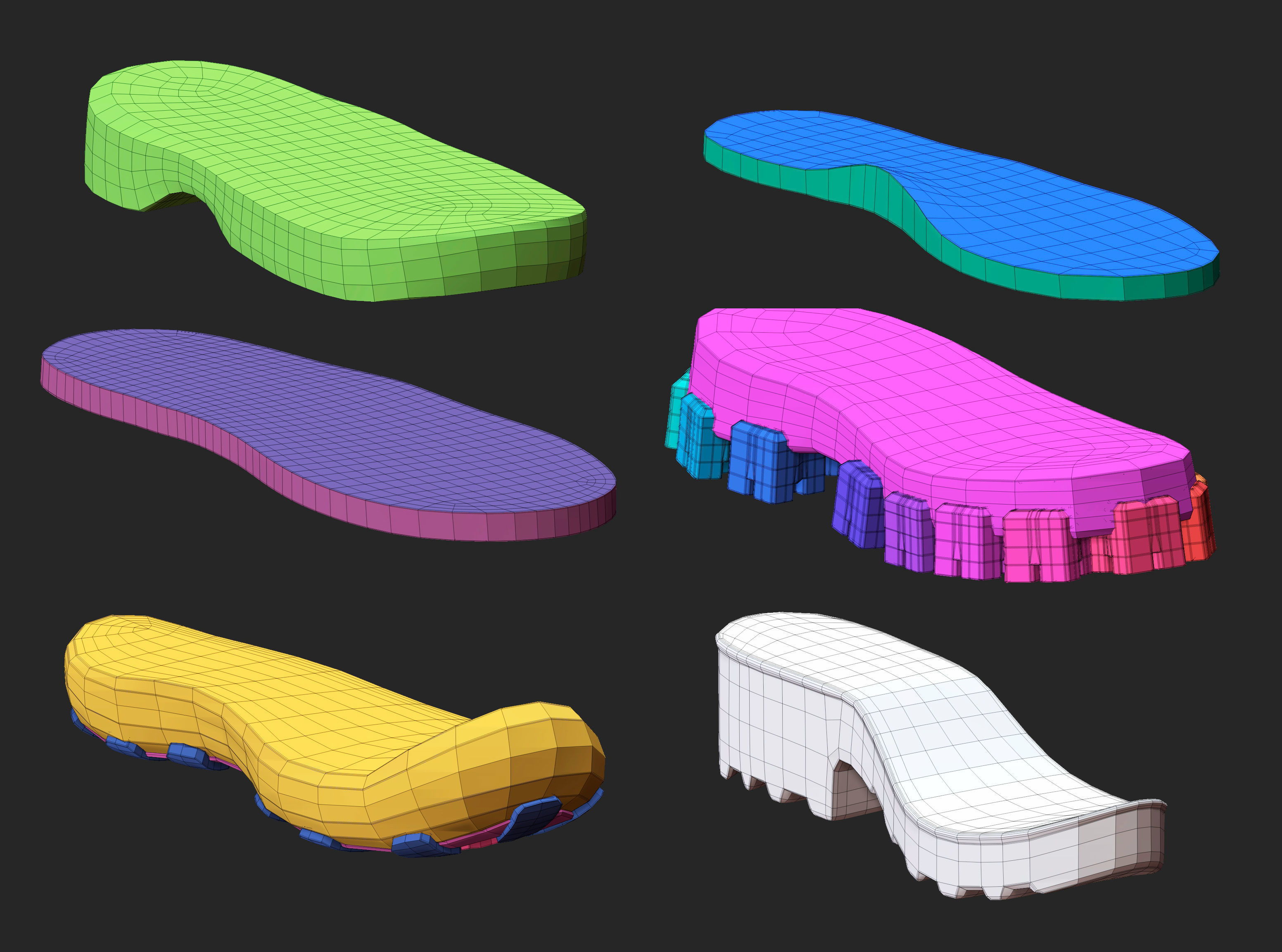 65 Low poly shoe footwear base mesh and parts IMM set 3D model_15