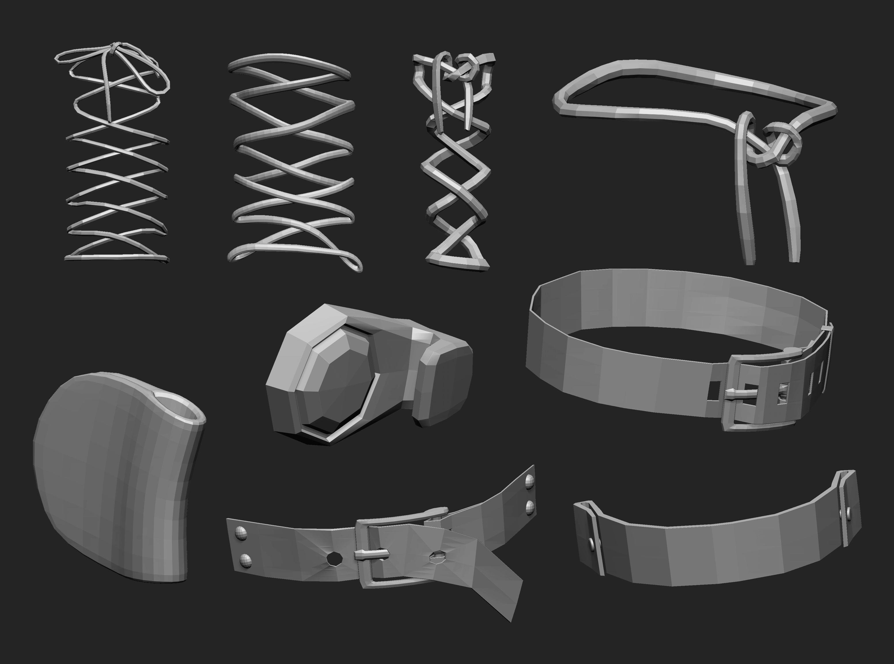 65 Low poly shoe footwear base mesh and parts IMM set 3D model_9