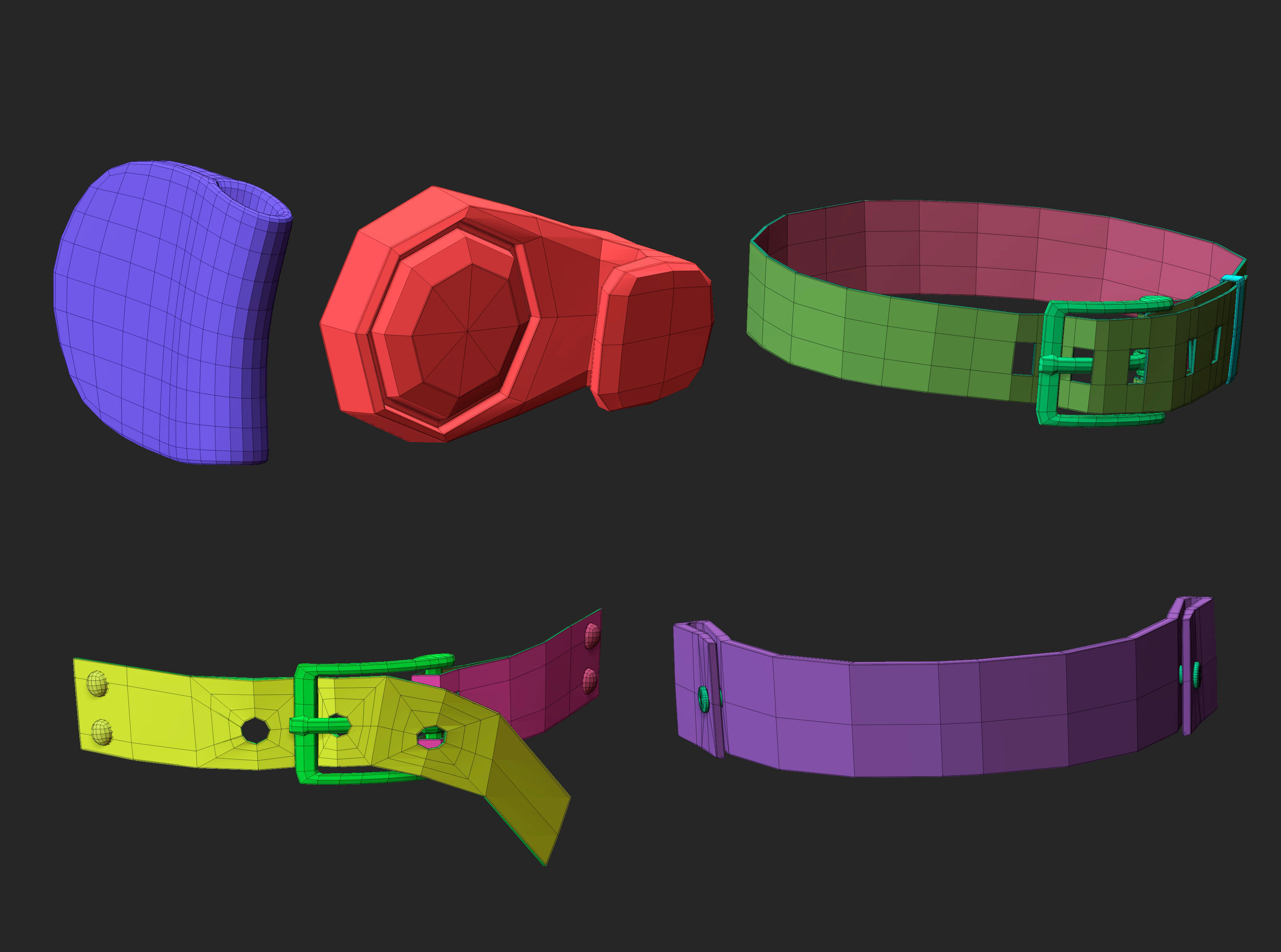 65 Low poly shoe footwear base mesh and parts IMM set 3D model_18