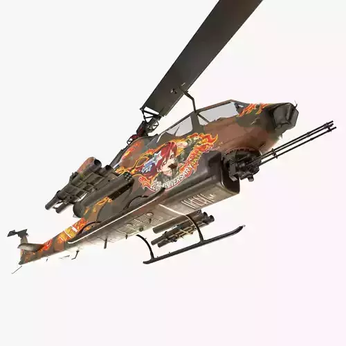 Bell AH-1S Cobra JGSDF Akane Kisarazu Complex Animation Low-poly 3D model