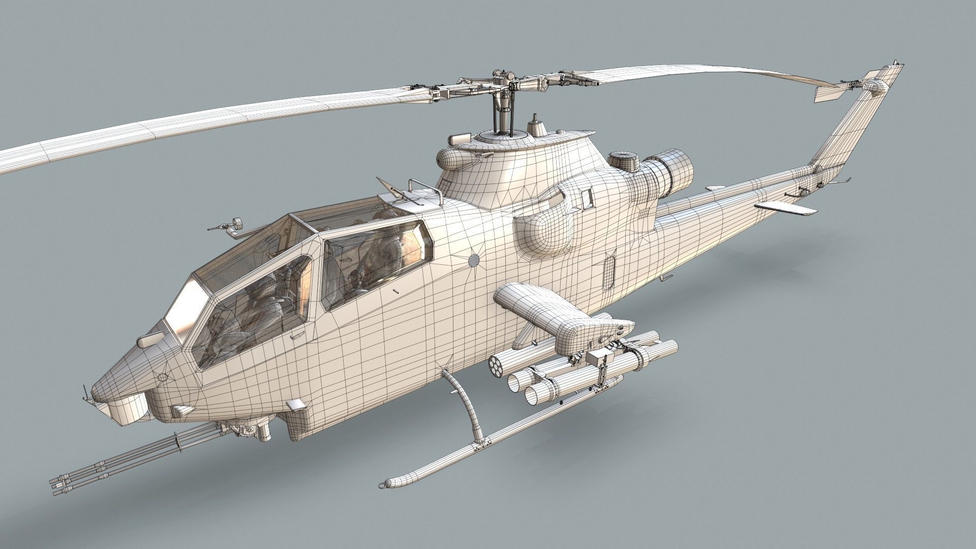 Bell AH-1S Cobra JGSDF Aoi Kisarazu Complex Animation Low-poly 3D model_19