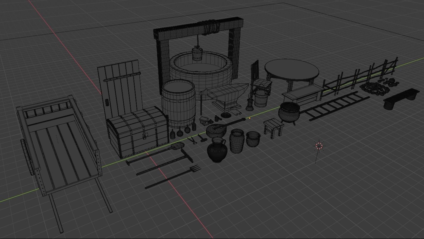 Medieval 51 Item Pack Detailed Free 3D model_1