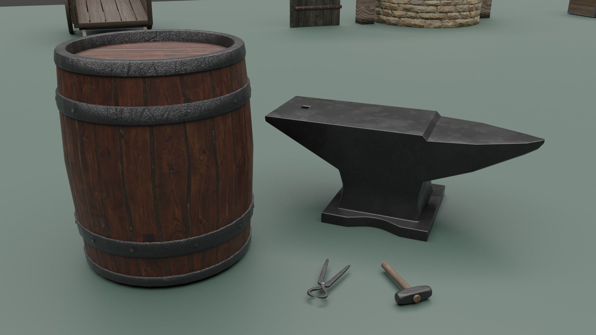 Medieval 51 Item Pack Detailed Free 3D model_11