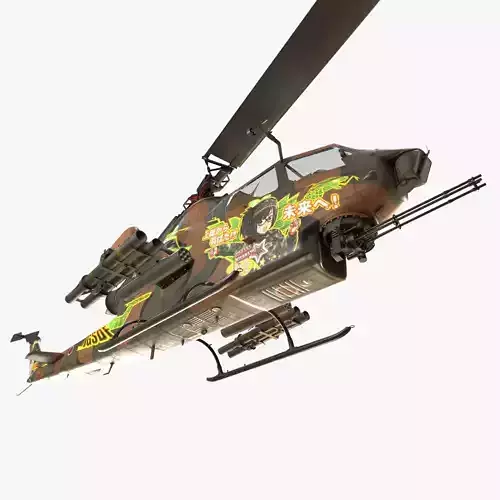 Bell AH-1S Cobra JGSDF Wakana Kisarazu Complex Animation Low-poly 3D model