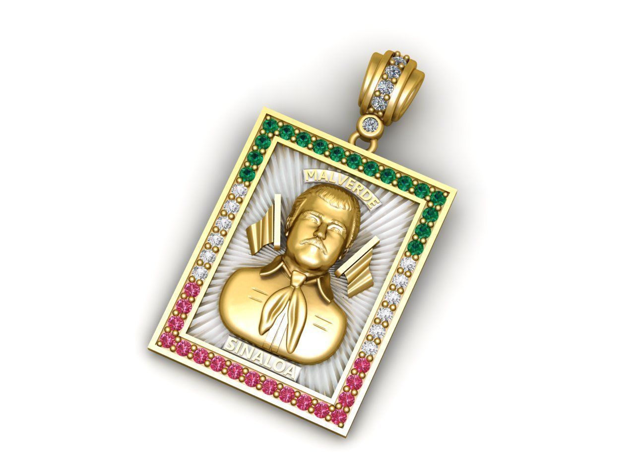 Jesus Malverde Narco Saint Sinaloa Pendant Diamond STL Model   3D print model_4