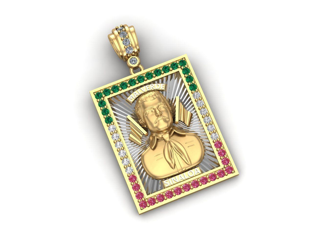 Jesus Malverde Narco Saint Sinaloa Pendant Diamond STL Model   3D print model_2
