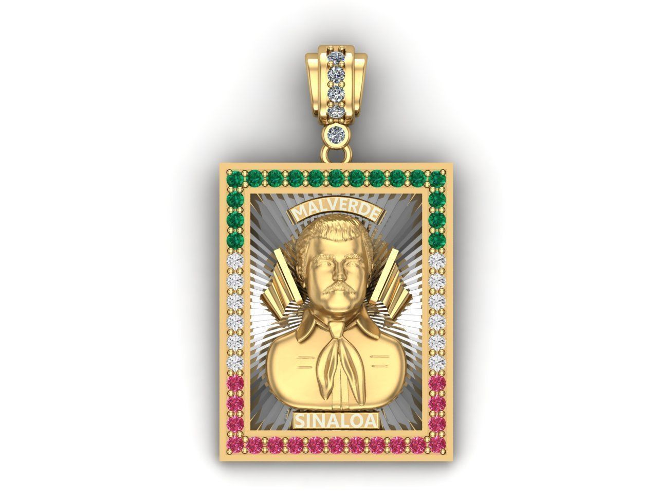 Jesus Malverde Narco Saint Sinaloa Pendant Diamond STL Model   3D print model_3