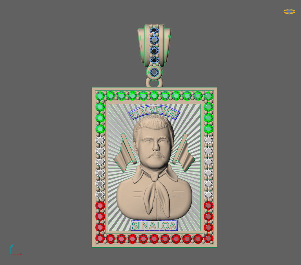 Jesus Malverde Narco Saint Sinaloa Pendant Diamond STL Model   3D print model_8