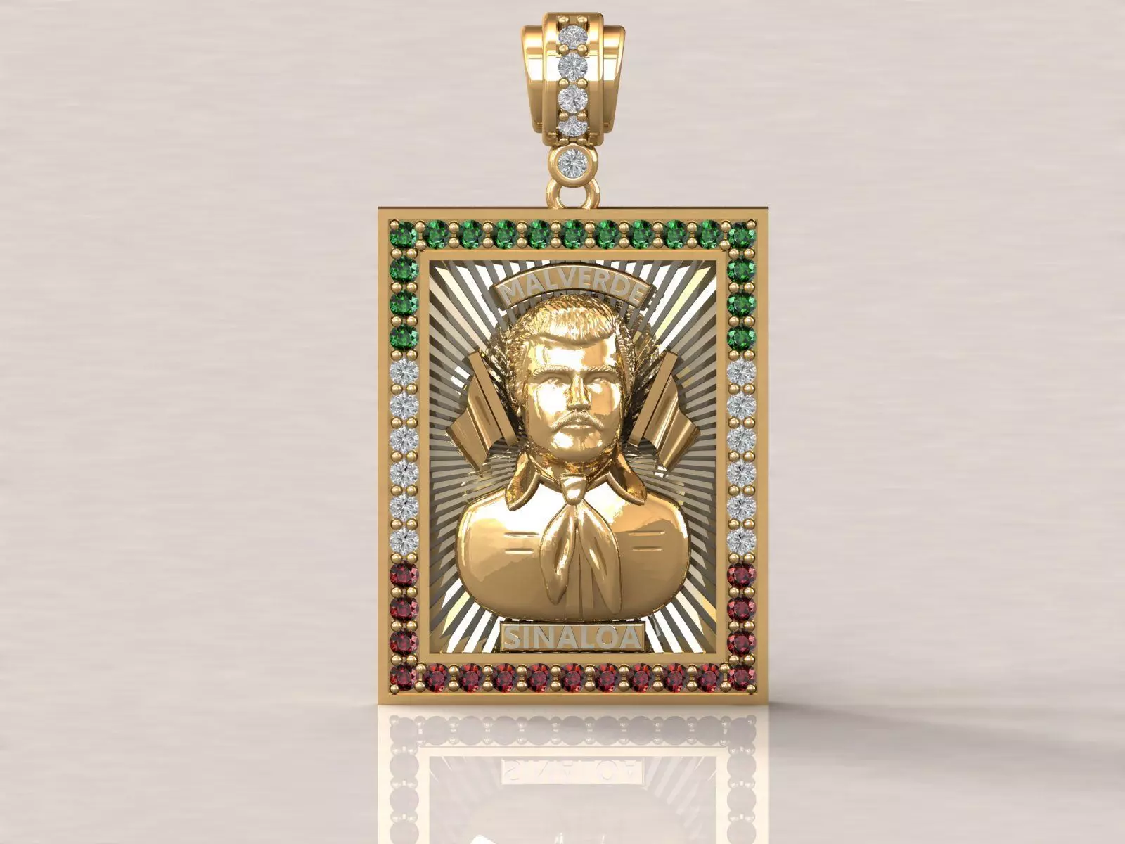 Jesus Malverde Narco Saint Sinaloa Pendant Diamond STL Model   3D print model_0