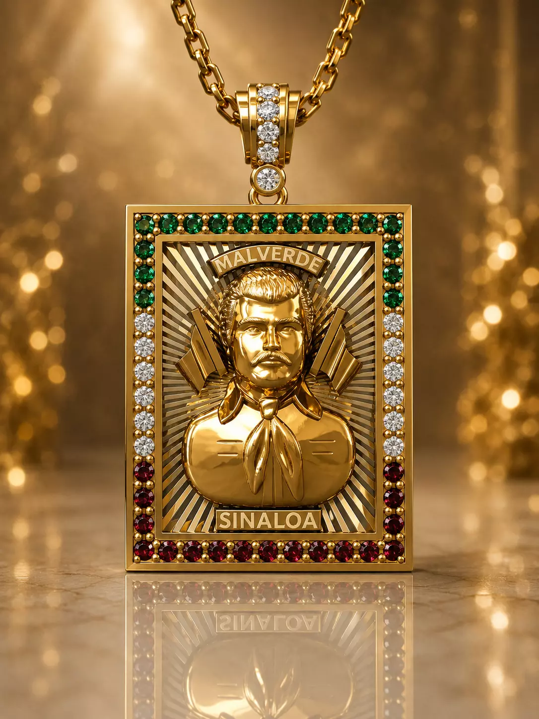 Jesus Malverde Narco Saint Sinaloa Pendant Diamond STL Model 3D