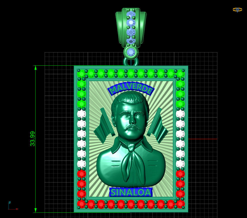 Jesus Malverde Narco Saint Sinaloa Pendant Diamond STL Model   3D print model_5