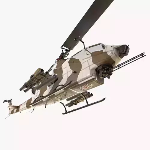 Bell AH-1S Cobra JGSDF Winter Complex Animation Low-poly 3D model