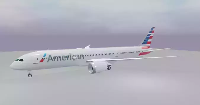American Airlines Boeing 787-9 dreamliner  Low-poly 3D model