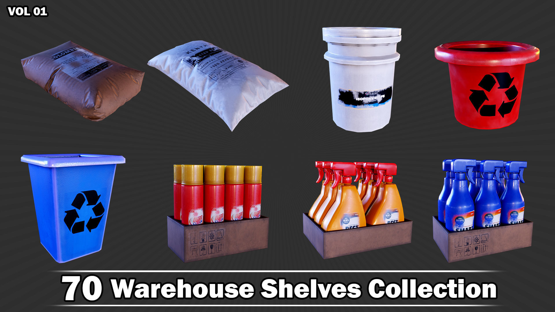70 Warehouse Shelves Collection Game Ready VOL01 Low-poly 3D model_20