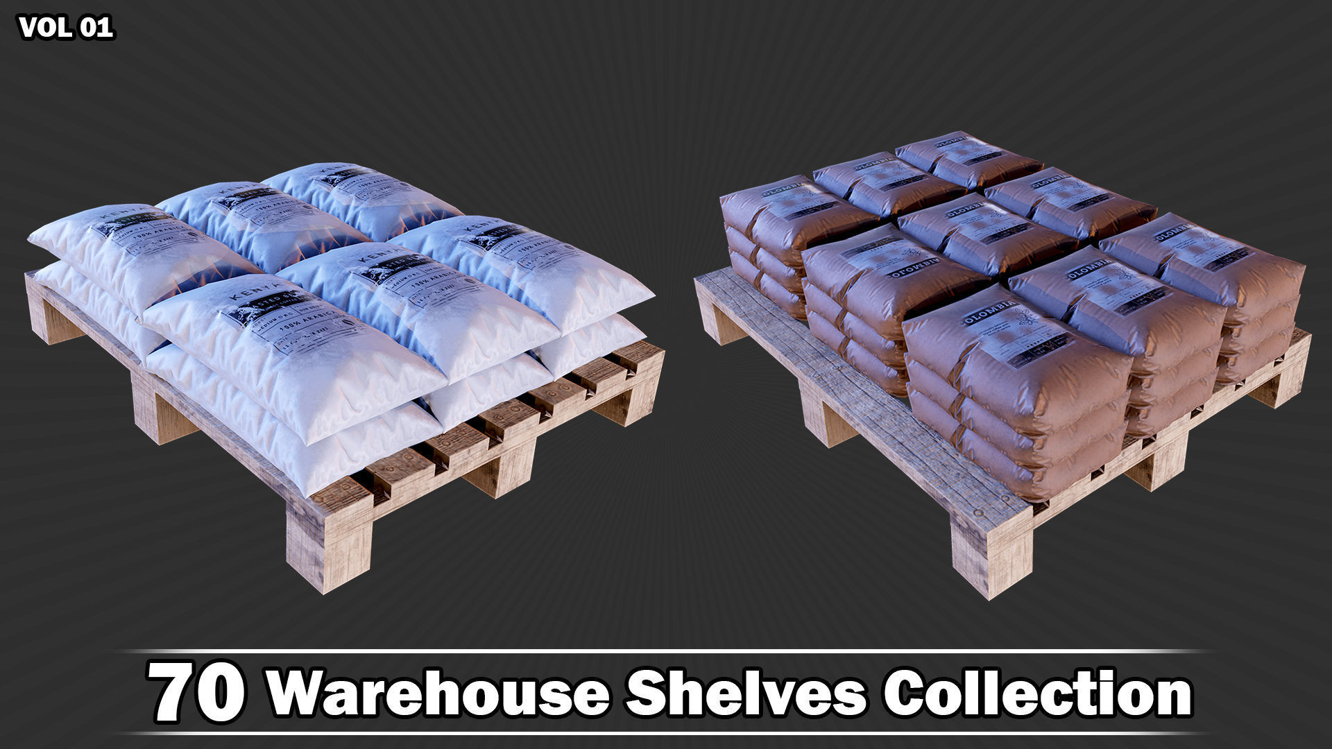 70 Warehouse Shelves Collection Game Ready VOL01 Low-poly 3D model_8