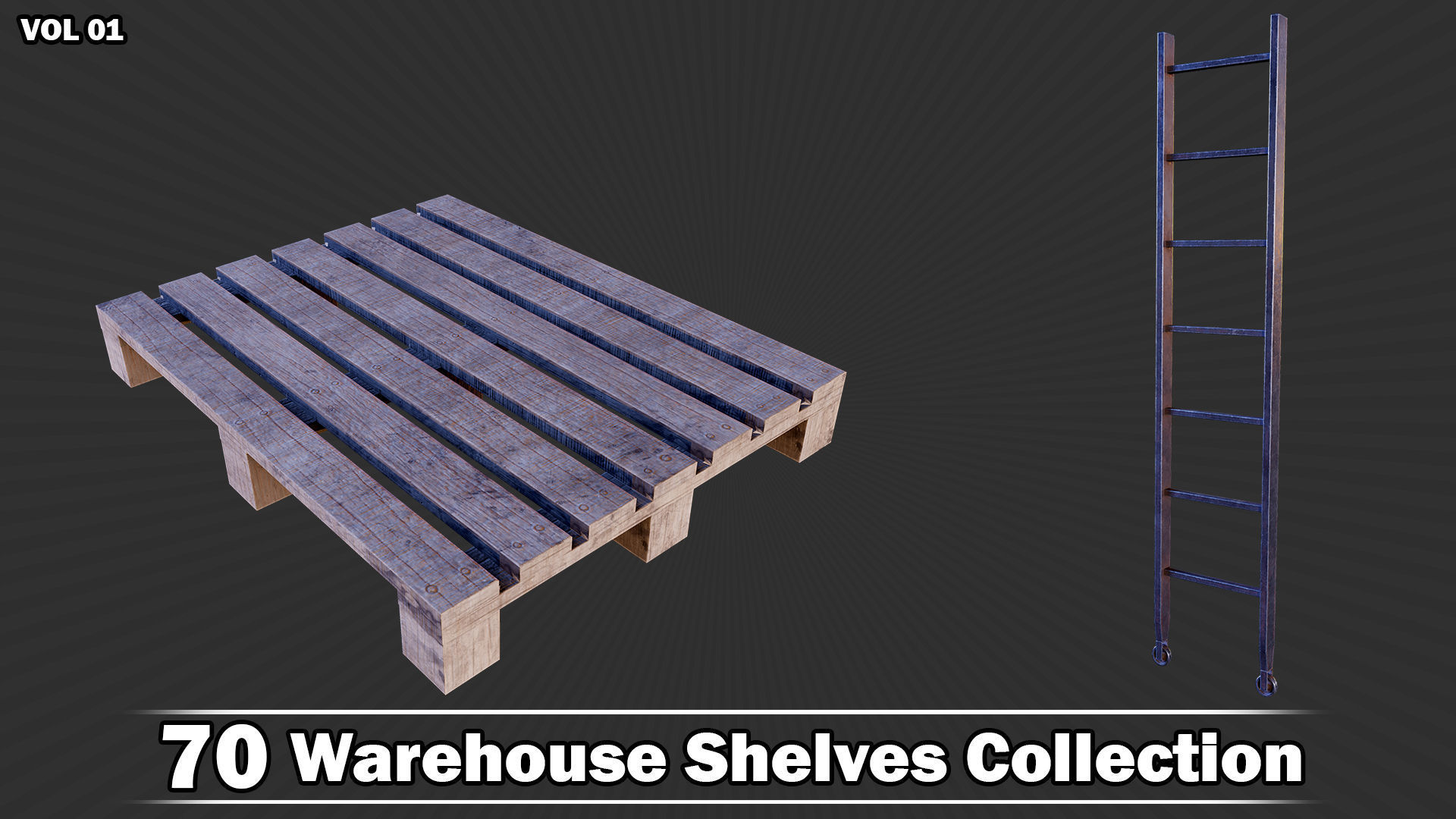 70 Warehouse Shelves Collection Game Ready VOL01 Low-poly 3D model_19