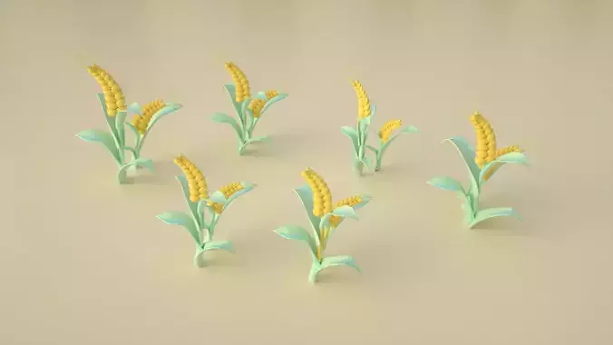 Stylized straw  small rice  rice 3D model