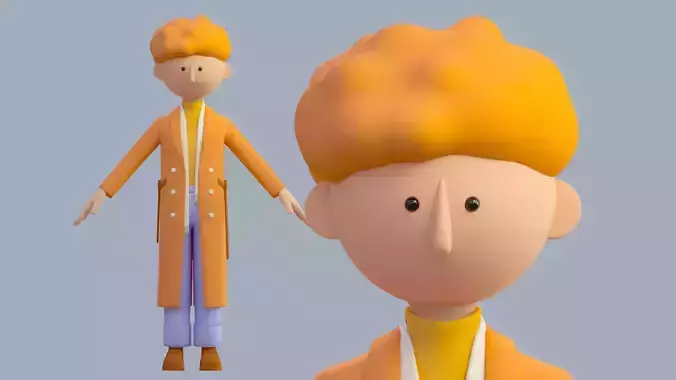 Cartoon Boy  Youth Detective Gentleman White Collar  IP  c4d