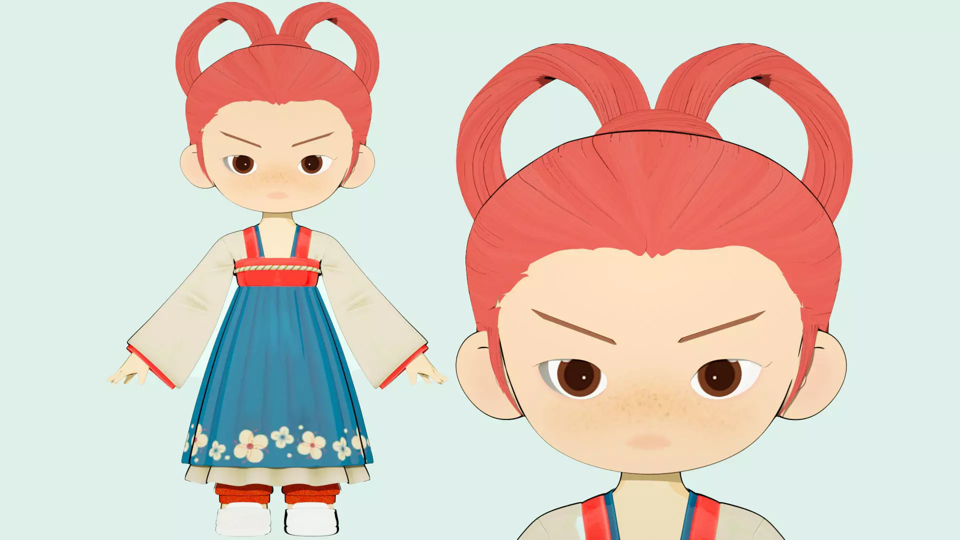 San Xuan Er Cartoon Hanfu Girl IP 3D model