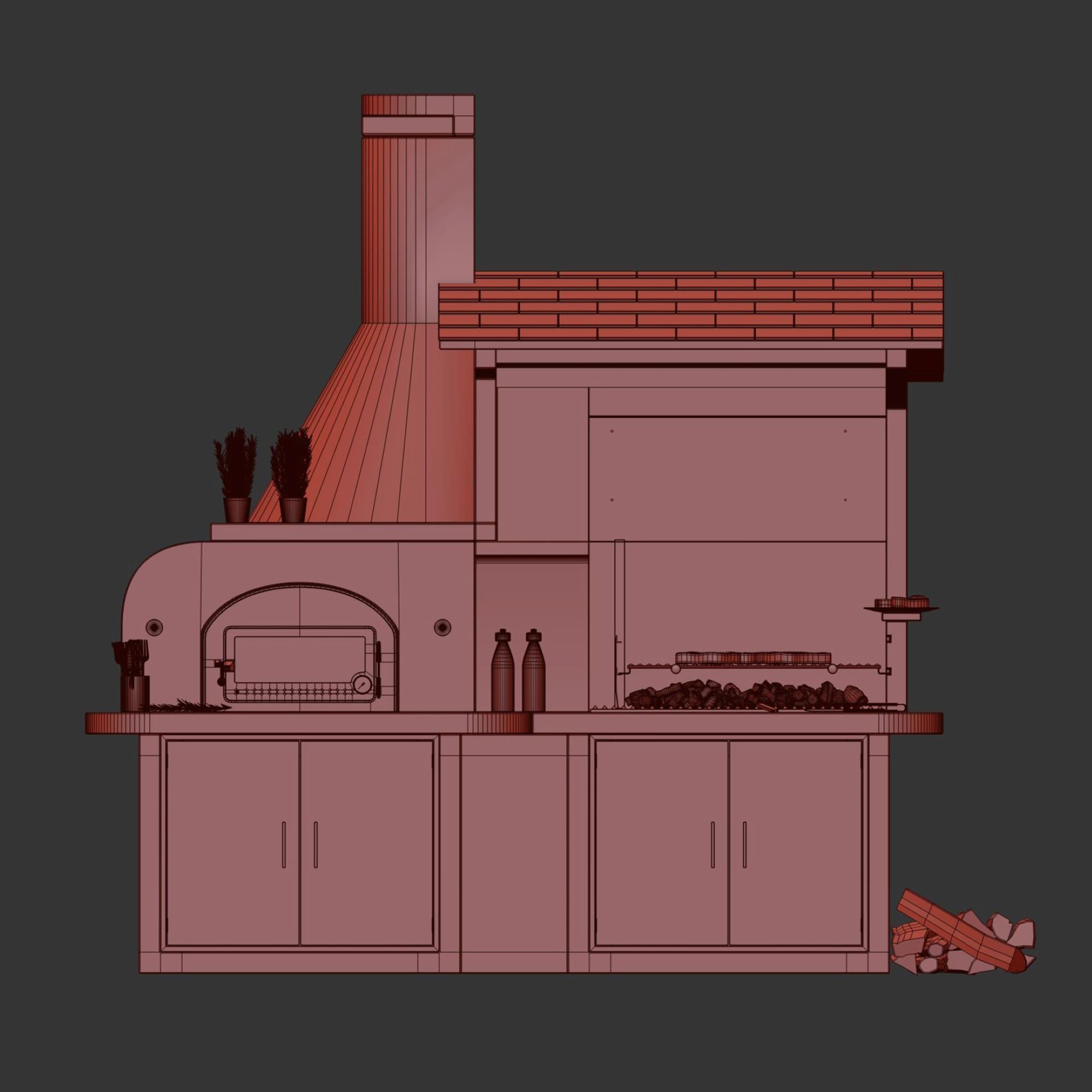 Bbq brick Antille palazzetti 3D model_9