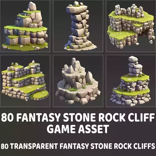 80 Fantasy Stone Rock Cliff Game Asset