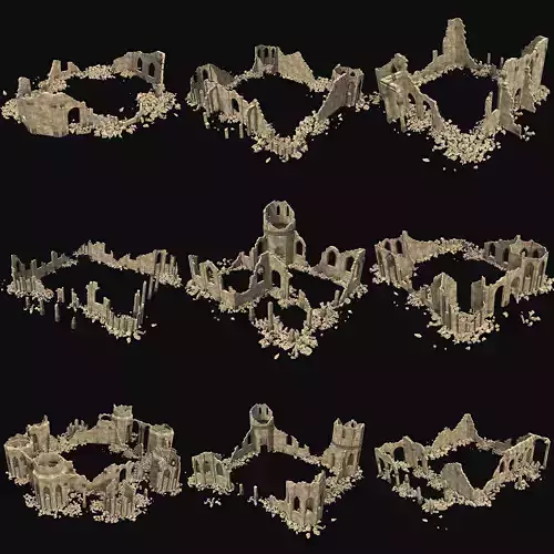 ARABIC CHURCH RUINED RUIN DESERT TEMPLE CASTLE AAA COLLECTION Low-poly 3D model
