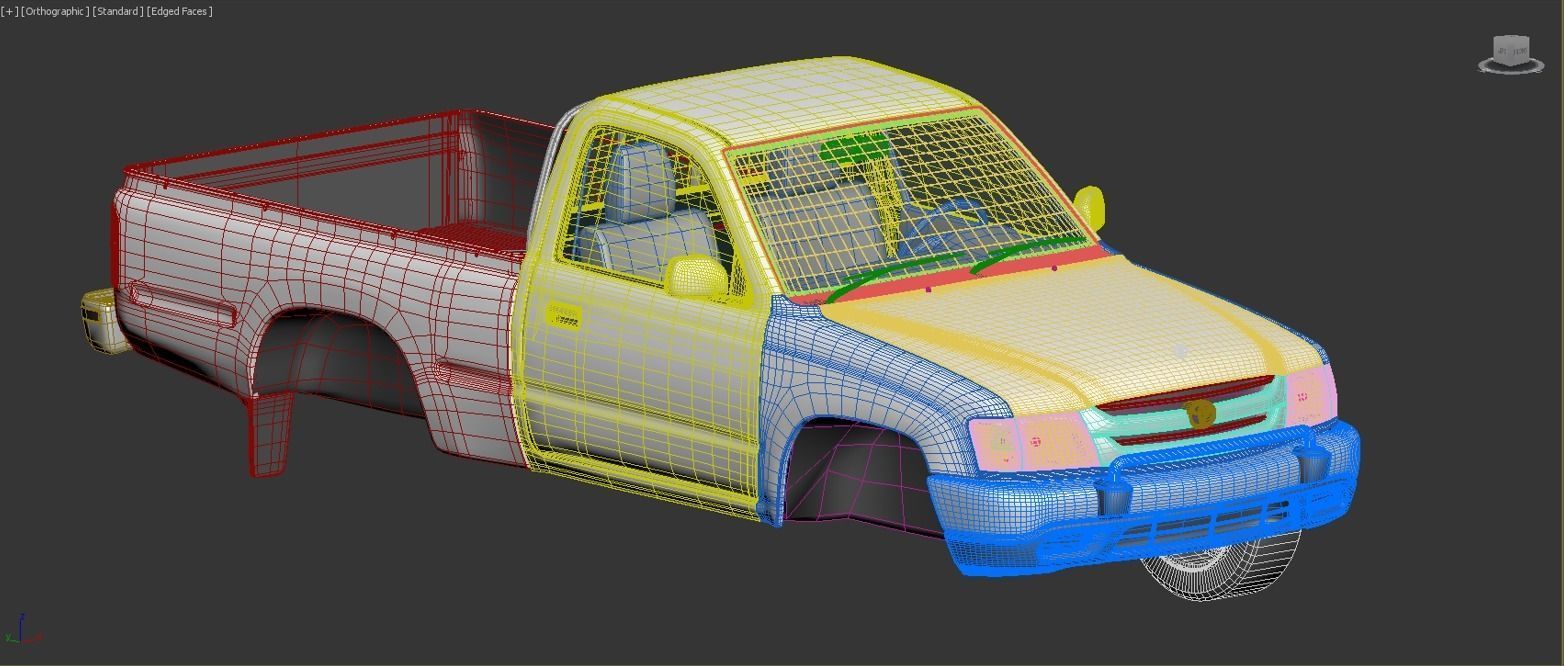 Toyota Huilx 2000-2005 Pickup one cabin 3D model_9