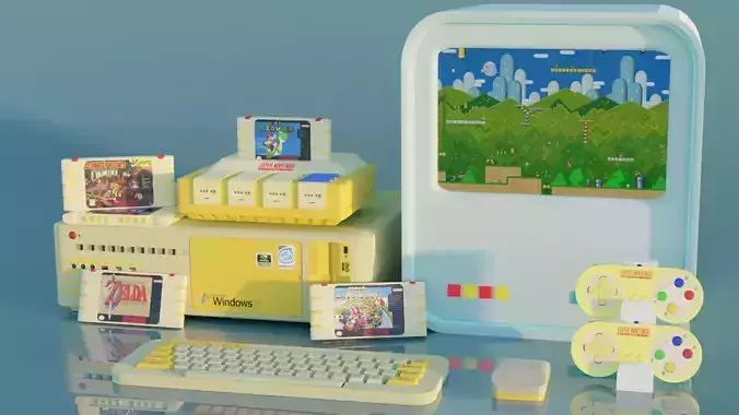 UniQue Retro Computer Free low-poly 3D model