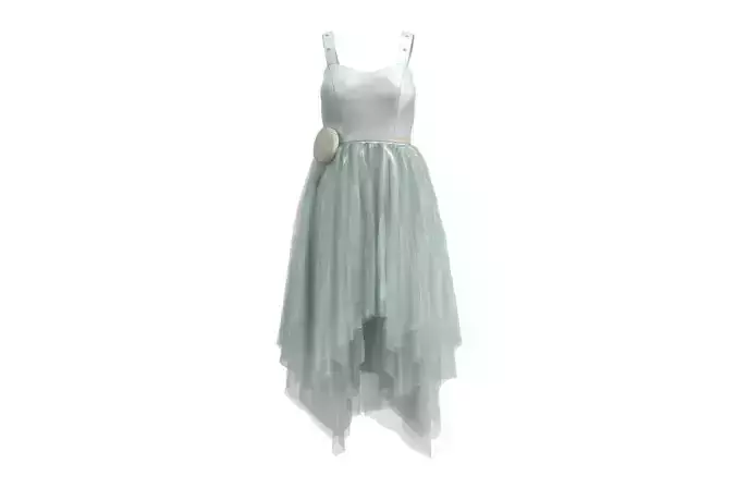Irregular tulle dress with green halter
