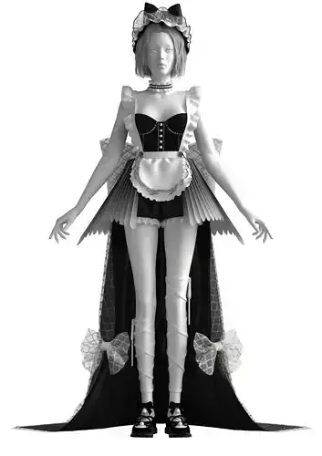 Delicate maid dress Free low-poly 3D model