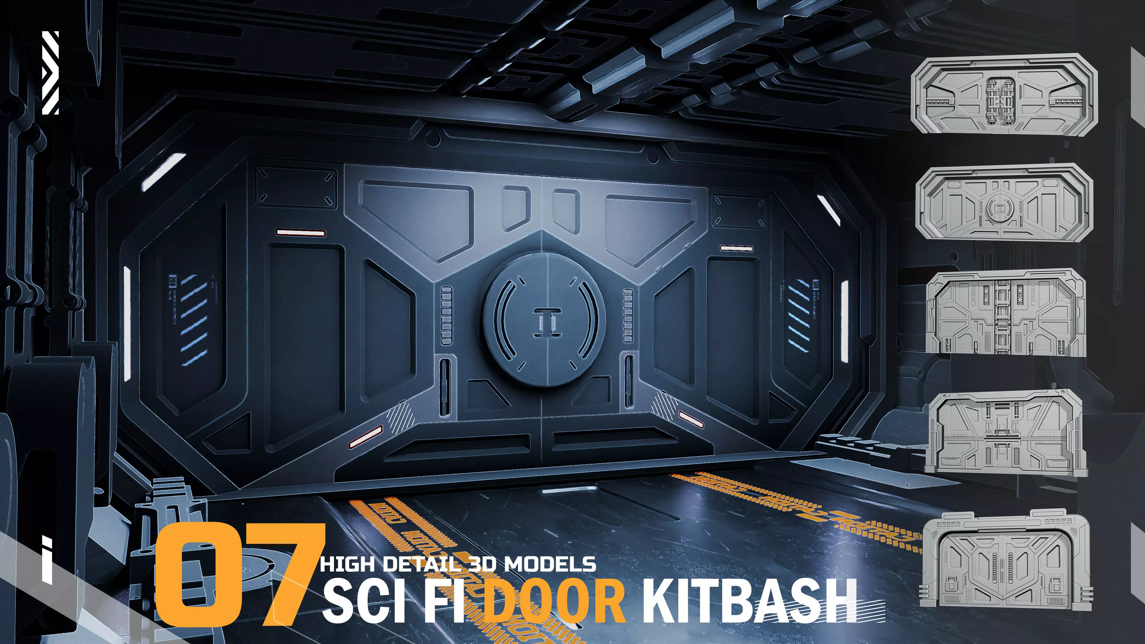 07 scifi door kitbash high detail 3dmodels 3D model_0